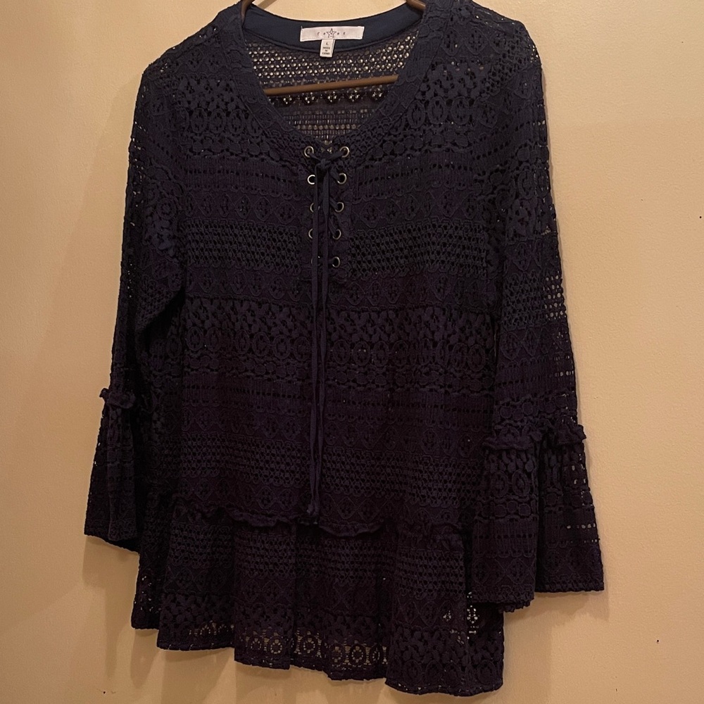 Fever Navy Lace Blouse